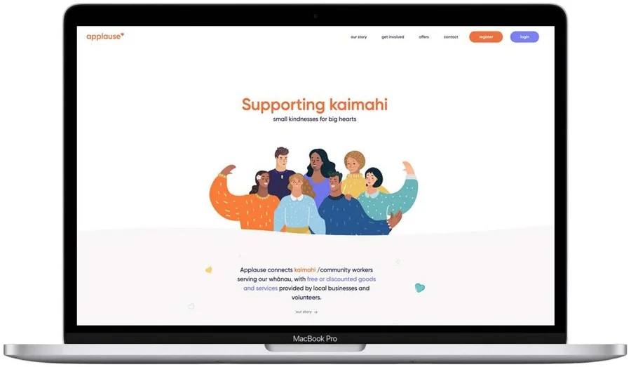 applause charity website on a laptop
